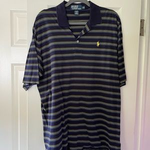 L Navy Striped Polo by Ralph Lauren